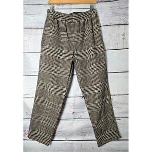 Volcom Mens Pants Small Plaid Elastic Waist Drawstring Psychstone Black Check